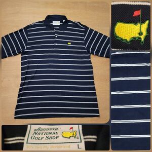 VTG The Masters Golf Polo Shirt  Augusta National Shop Large Men's Black Stripe
